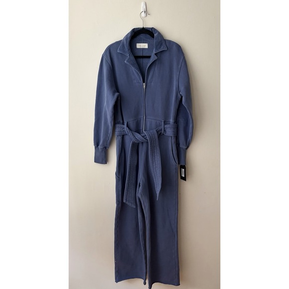 Les Tien NWT $550 Made For Her Structured Fleece Jumpsuit Nancy Blue Small